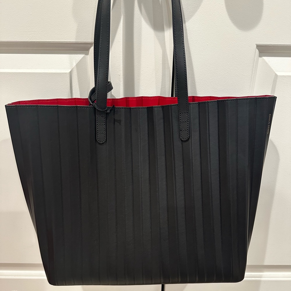 Mansur Gavriel unused black pleated tote with red interior